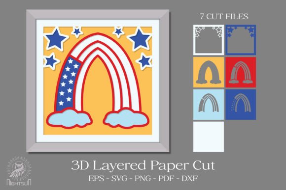 American Rainbow 3D Paper Cut Guide