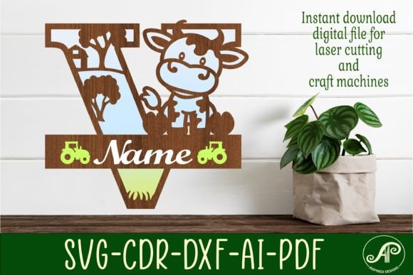 Cow Capital Monogram Letter V: A Layered Design Asset