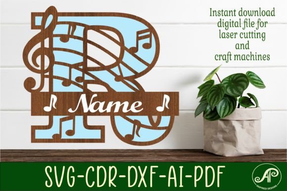 Crafting Personalized Musical Decor with the Music Monogram Letter R SVG Cut File