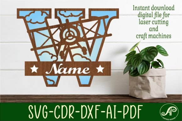 Elevate Projects with Plane Capital Monogram Letter W SVG Cut