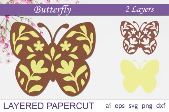 Evaluating Butterfly and Flowers Layered Papercut Designs for Crafting Projects