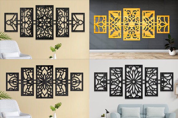 Laser Cut Mandala Wall Decor Panel Set