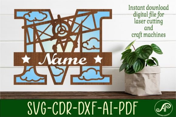 Mastering Layered Monogram Signs with the Plane Capital Letter M SVG Cut File