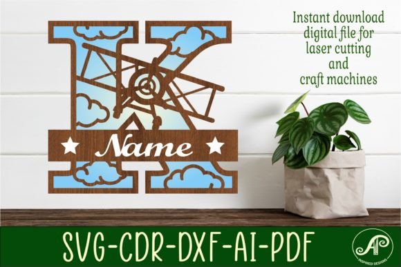 Mastering the Plane Capital Monogram Letter K SVG Cut