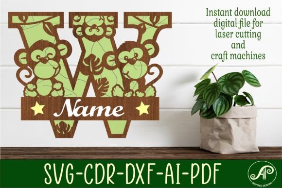 Unlocking Precision in Laser Crafting with the Monkey Capital Monogram Letter W SVG